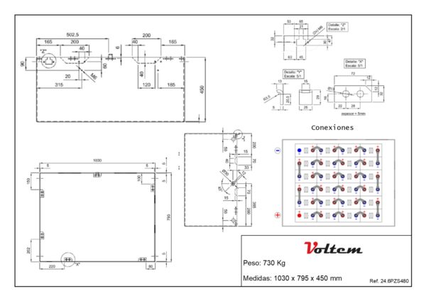 Plano Batería 48V 480Ah