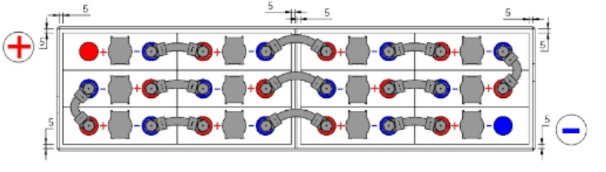 Connexions de la batterie 24v 345 ampères